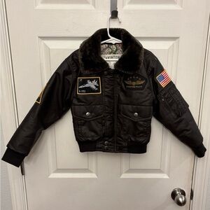Kids Aviator Flight Jacket Brown size X-Small